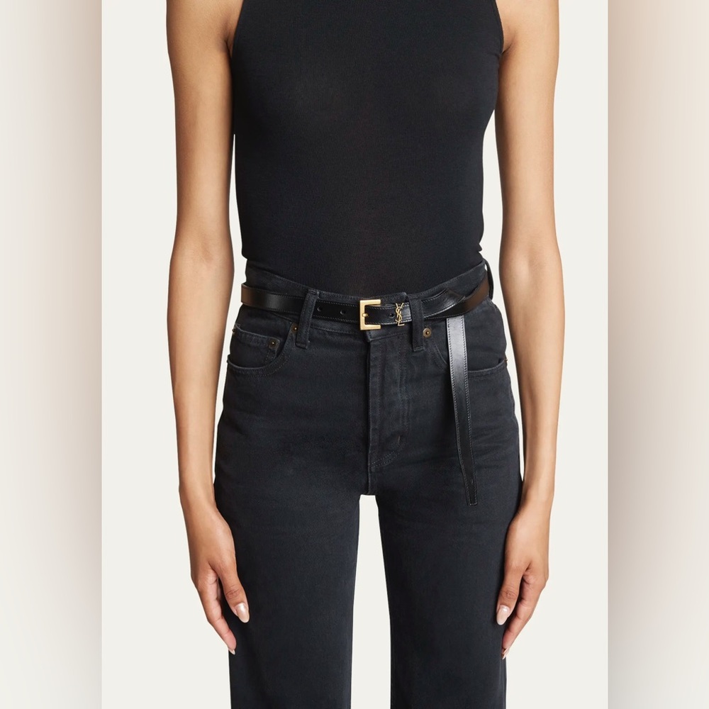 Authentic SAINT LAURENT
Cassandre YSL Thin Leather Belt